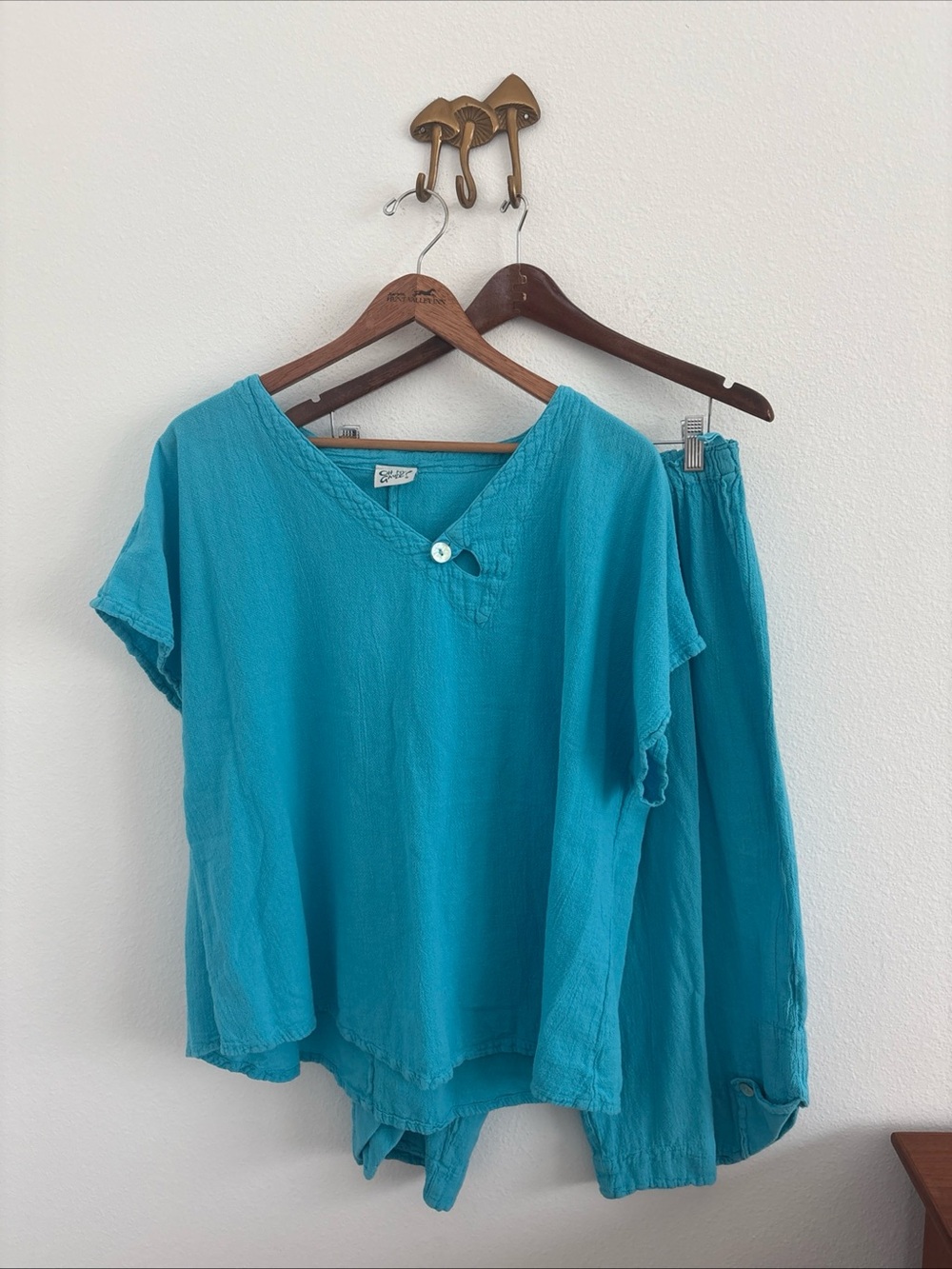 Oh My Gauze! Short sleeve top & Capri pants Blue size 3 2XL